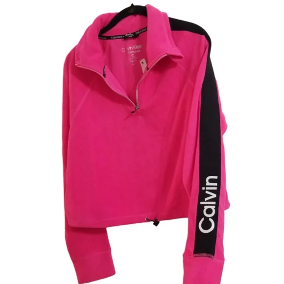 Calvin Klein Performance Fleece 1/2 Zip Cropped Pullover Women's Size Large - Picture 2 of 7